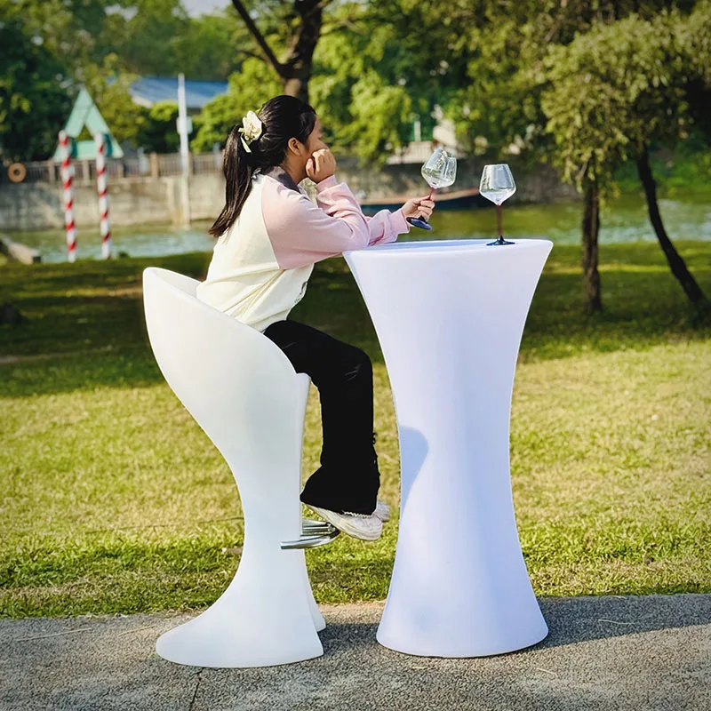 

LED Glowing Bar Furniture Set, KTV Dining Table and Chairs, Cocktail High Table, Outdoor Trendy Colorful Bar Counter Set
