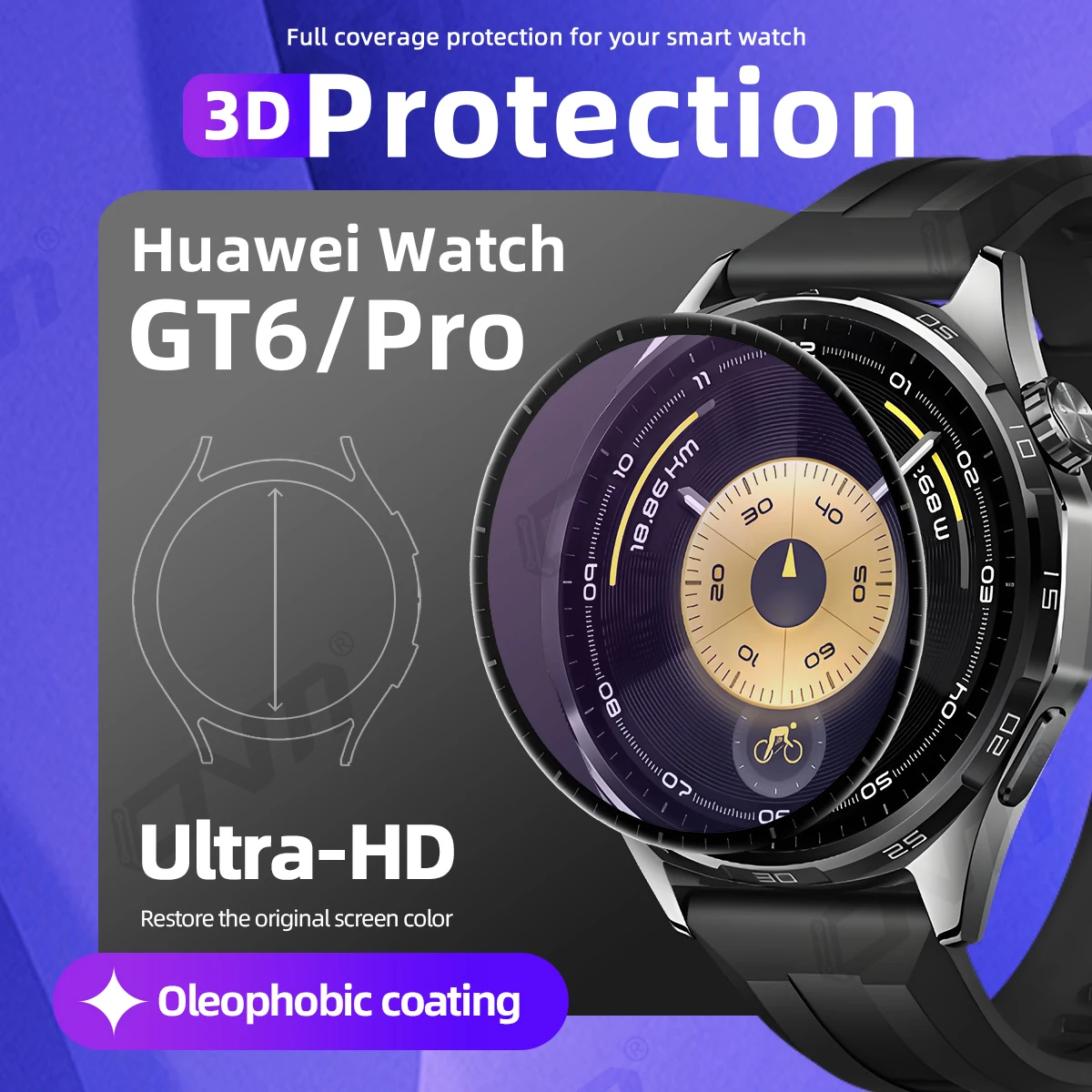 

3D Protection Film for Huawei Watch GT6 Pro 46mm Screen Protector Full Coverage Anti-scratch for Watch GT6 Accessories Not Glass