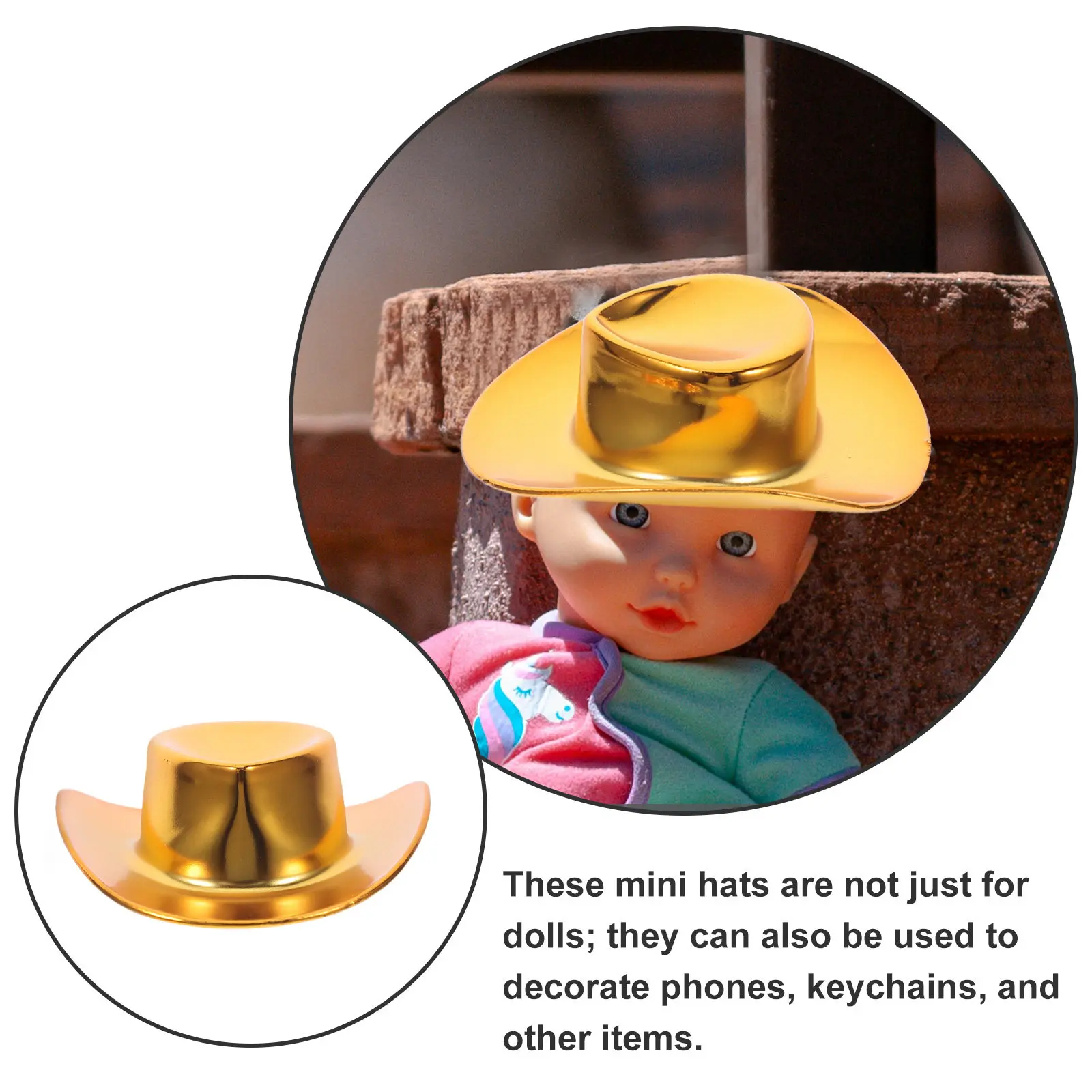 10 szt. Mini Brokatowe Kapelusze Kowbojskie Miniaturowe Kapelusze Westernowe Małe Kapeluszki do Rękodzieła DIY Dekoracje na Przyjęcia Urodzinowe Akcesoria