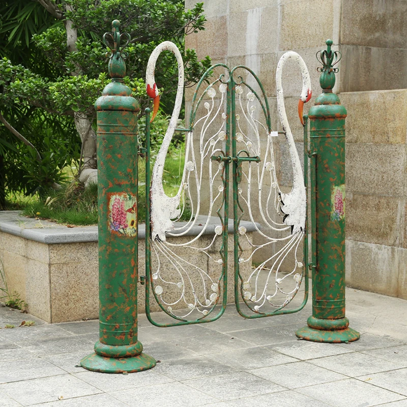 

Outside the single retro old courtyard arch villa swan garden door outdoor plant climbing decorative flower stand