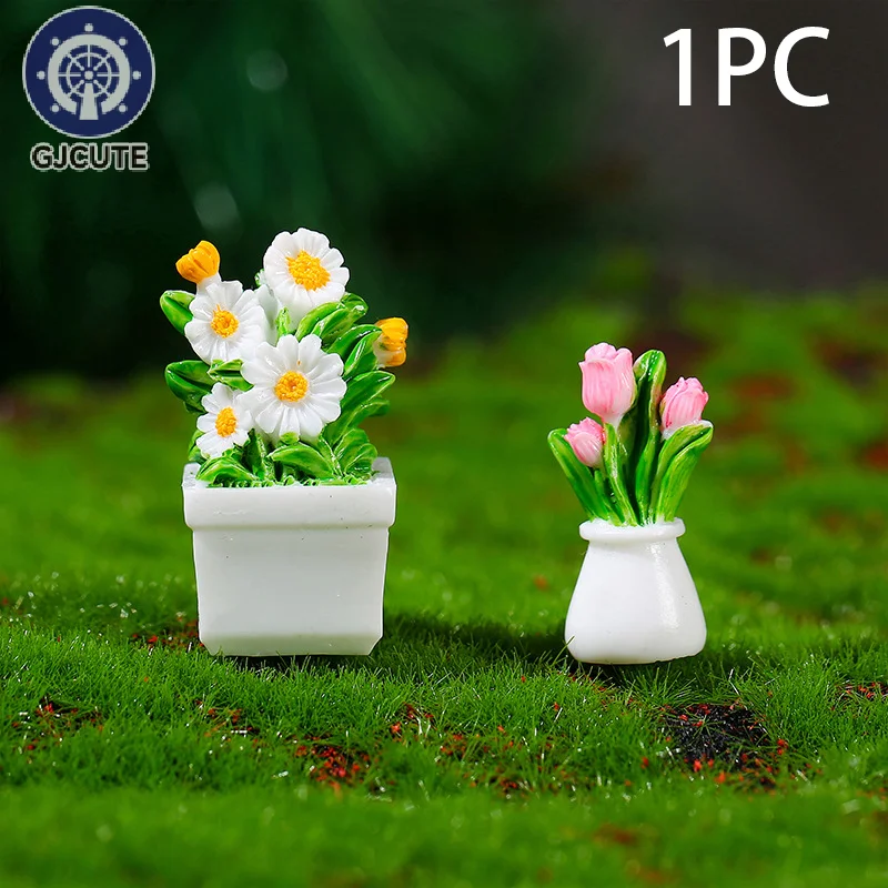 Miniature Simulation Potted Plants Dollhouse Flowerpot Green Plant In Pot Doll House Furniture Decor Kids Play Pretend Toys