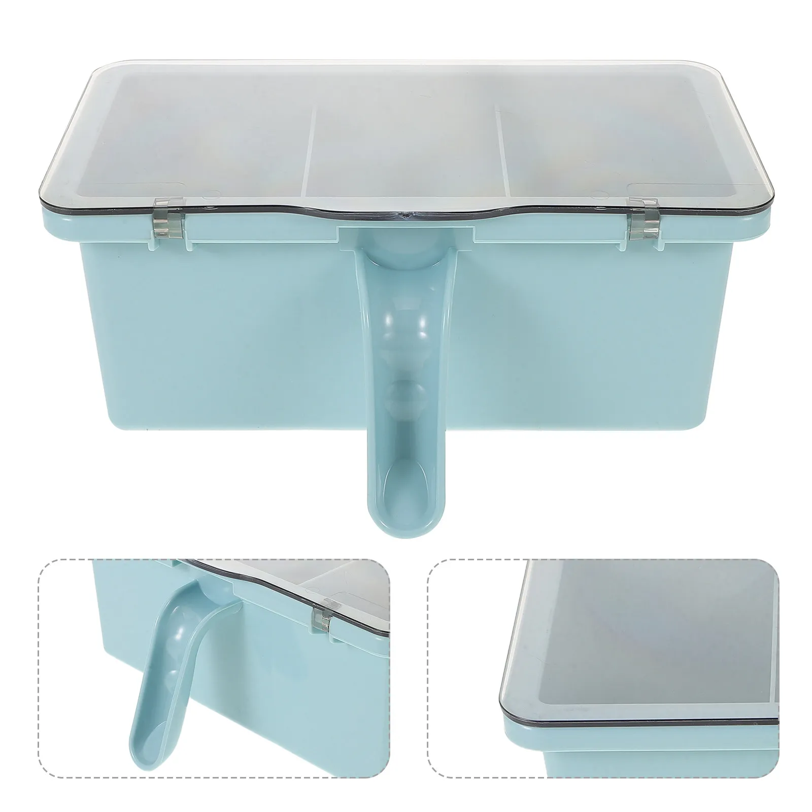 1Set Plastic Seasoning Storage Box Multi-Compartment Airtight Lid Kitchen Salt Sugar Spice Organizer Spoon Included Compact