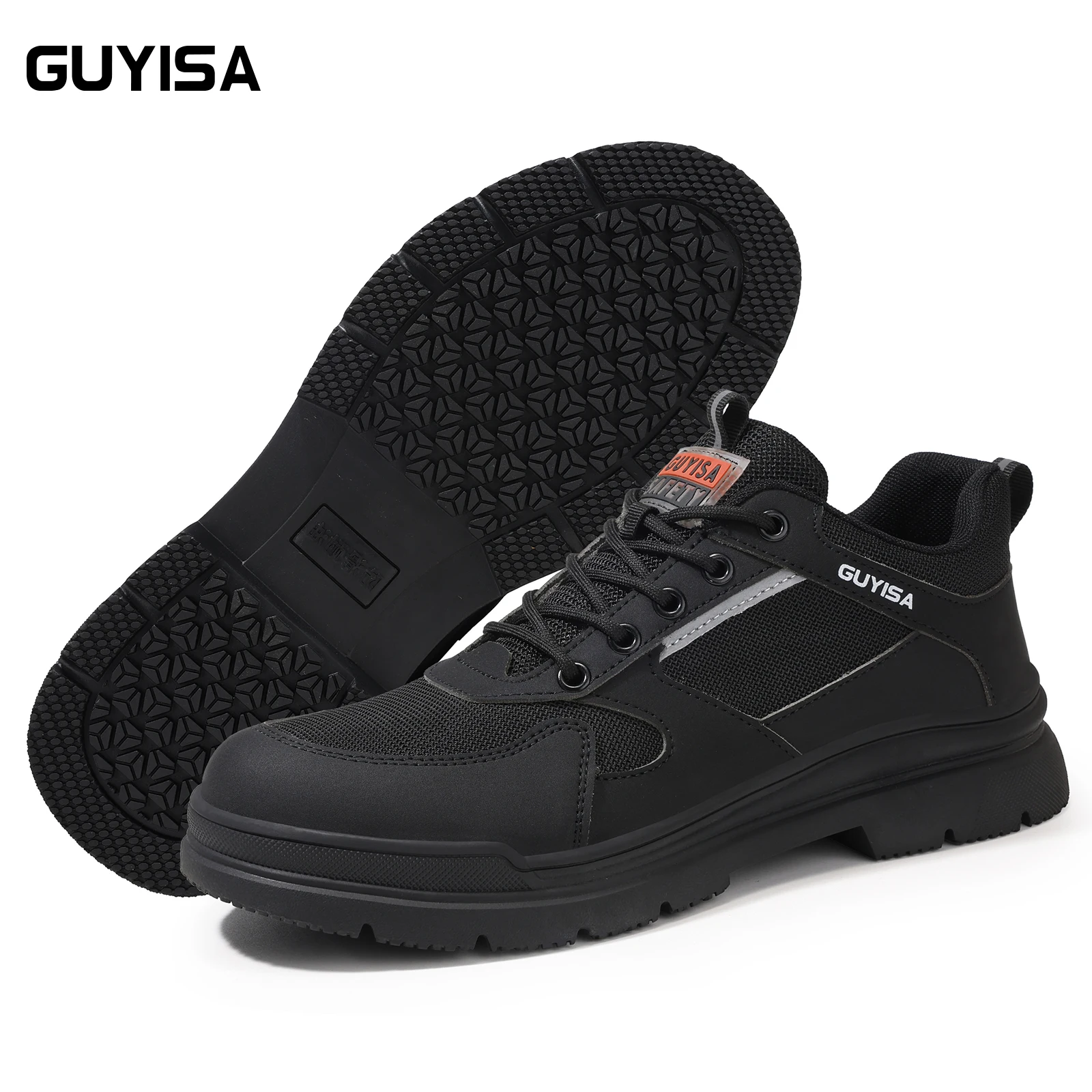 GUYISA scarpe antinfortunistiche professionali resistenti all\'usura della punta in acciaio da uomo in gomma perforata resistente