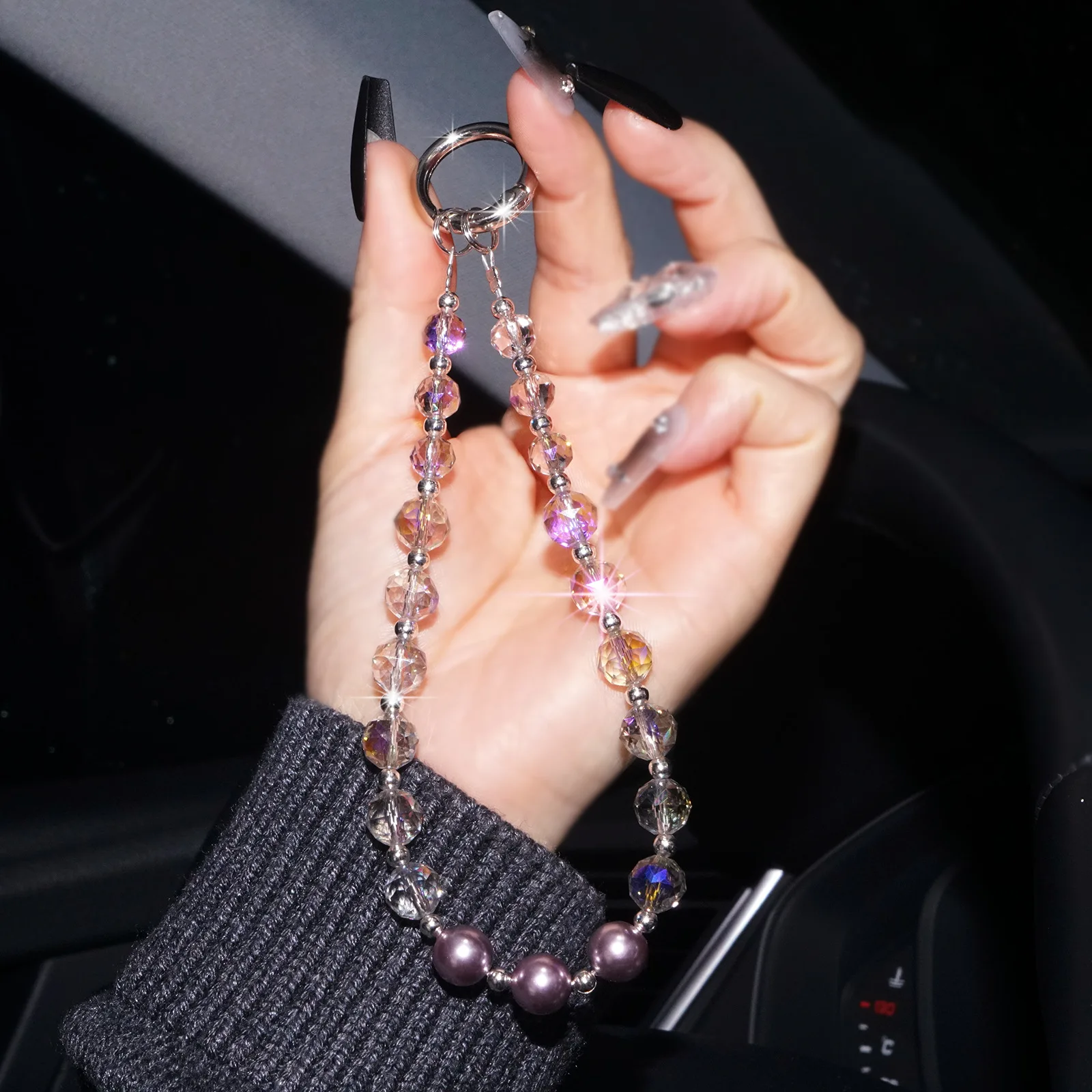 سلسلة هاتف كريستالية، حبل معلق لعلبة الهاتف، سوار معصم مضاد للخسارة، سلسلة مفاتيح، حبل معلق لؤلؤي كريستالي للهاتف