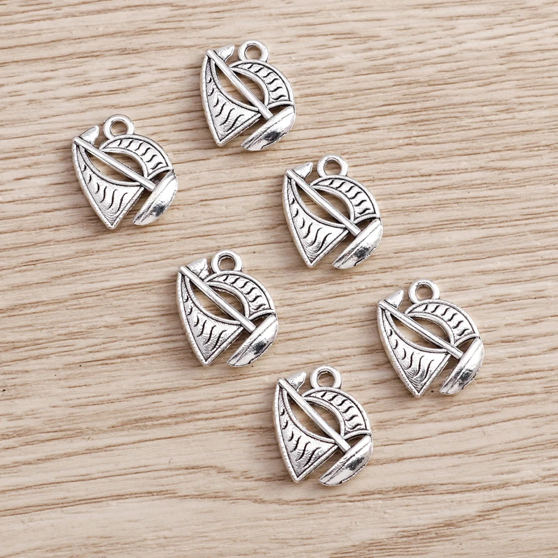 20 Stück 13x17mm Niedliche Segelboot-Anhänger aus Legierung für die Herstellung von DIY-Ohrhängern, Halsketten, Handgemachten Armbändern und Schmuckzubehör – Detail 6