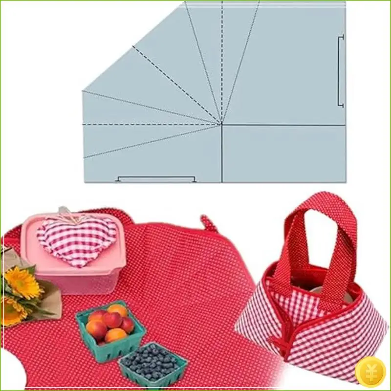 قالب خياطة سلة طعام قابل للطي من القماش DIY، قالب خياطة لحقيبة اليد