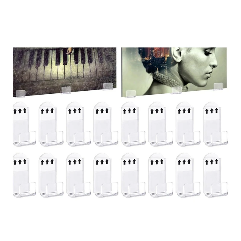 Vinyl Record Wall Mount,18 PCS Acrylic Vinyl Record Holder Self Adhesive Clear Vinyl Display Shelf No Drill