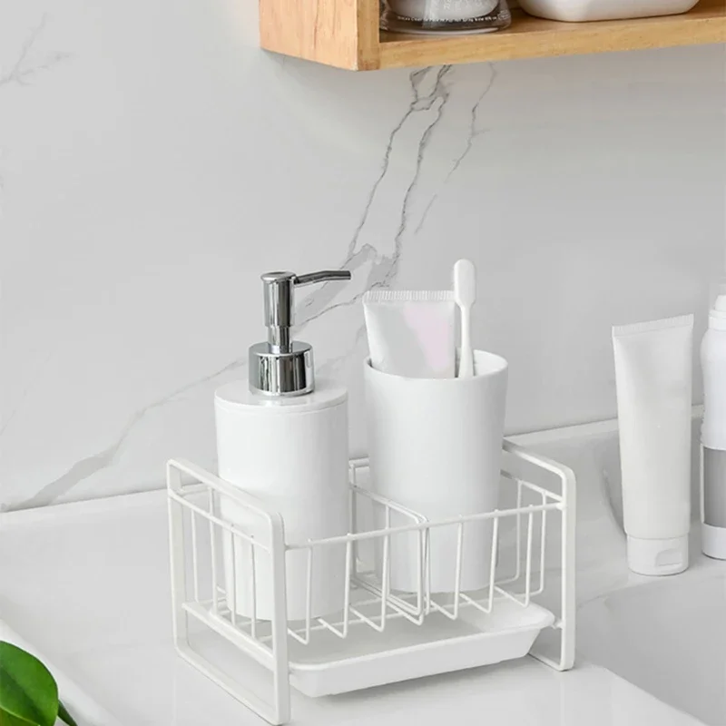 

New Sink Drain Rack Soap Sponge Separate Holder Storage Organizer Bathroom Accessories Kitchen Gadget Sets Utensils Shelf