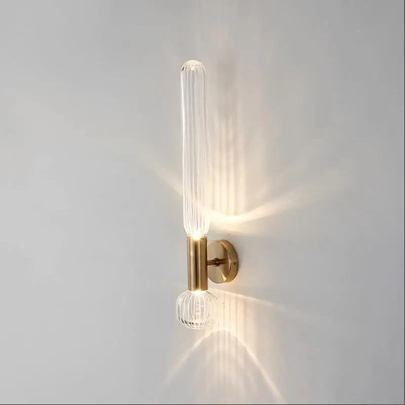 moderno led long strip lampadas de parede de vidro sala de estar quarto restaurante home decor luminaria loft golden wall sconces 01