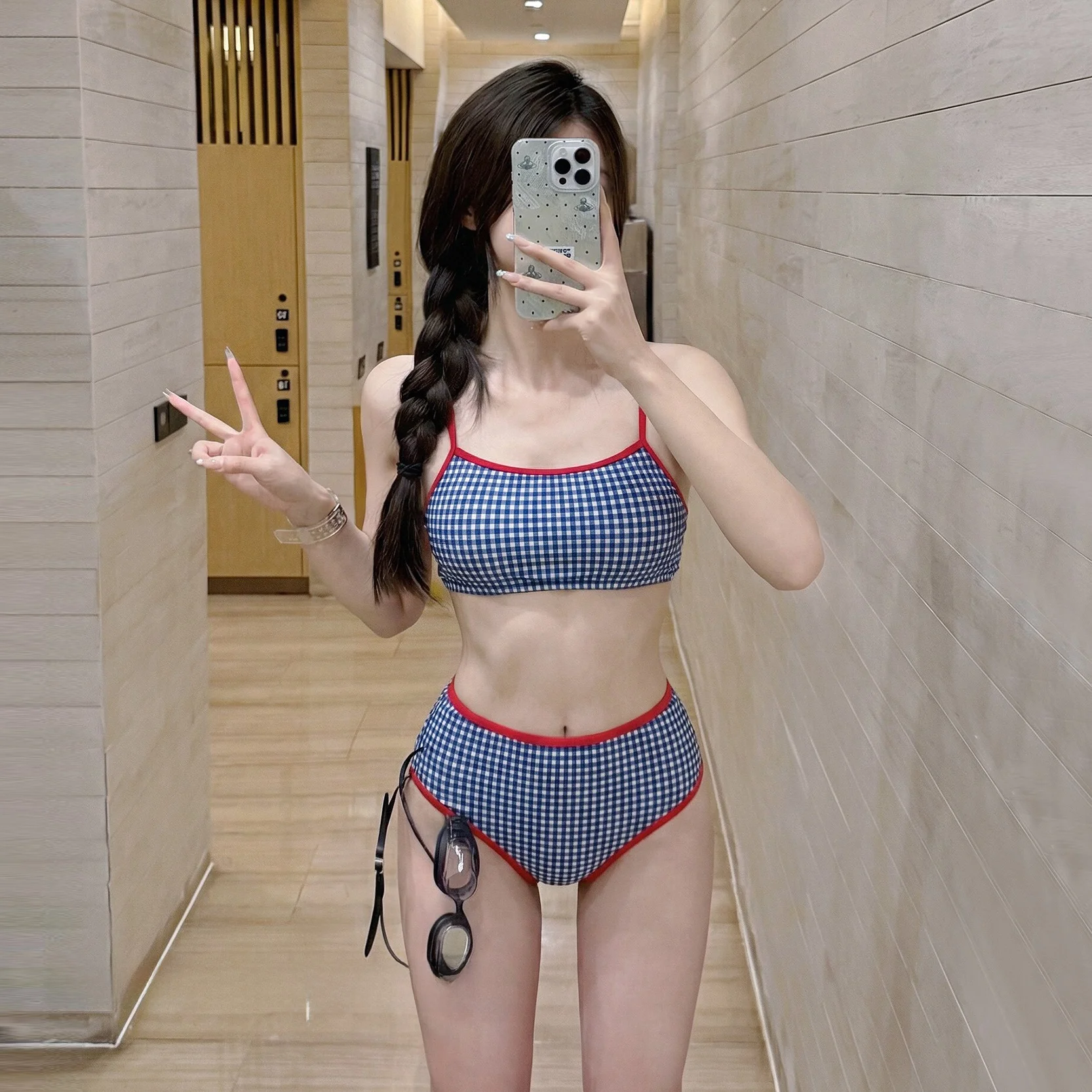 

Slimming High Waist Bikini Women's Retro id Design Separate Swimwear for Hot Springs Vaion Confidence ing Fitn