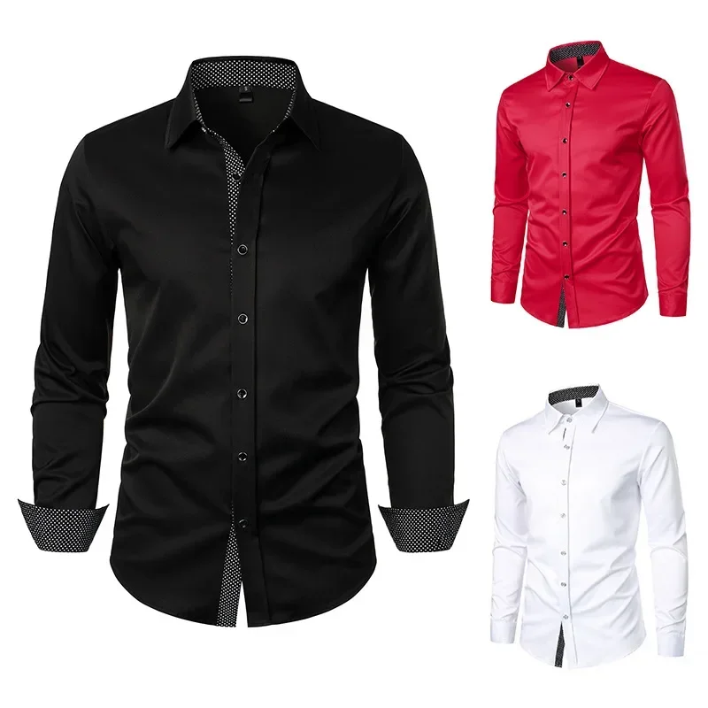 

2023 Autumn/Winter New Long Sleeve Shirt Men's Colored Dotted Casual Long Sleeve Shirt