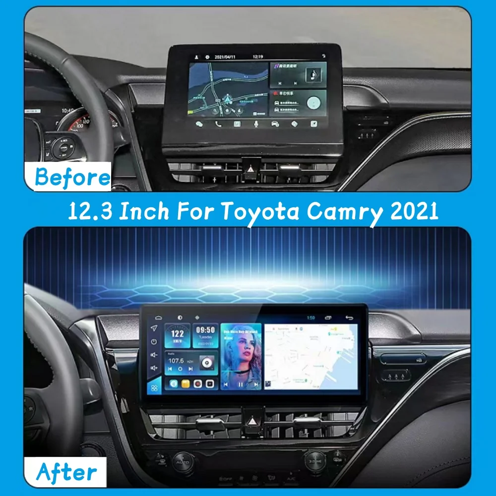 12.3 Inch Car Screen Android Auto For Toyota Camry 2021 Car Radio Central Multimedia Video GPS Navigation Wireless Carplay