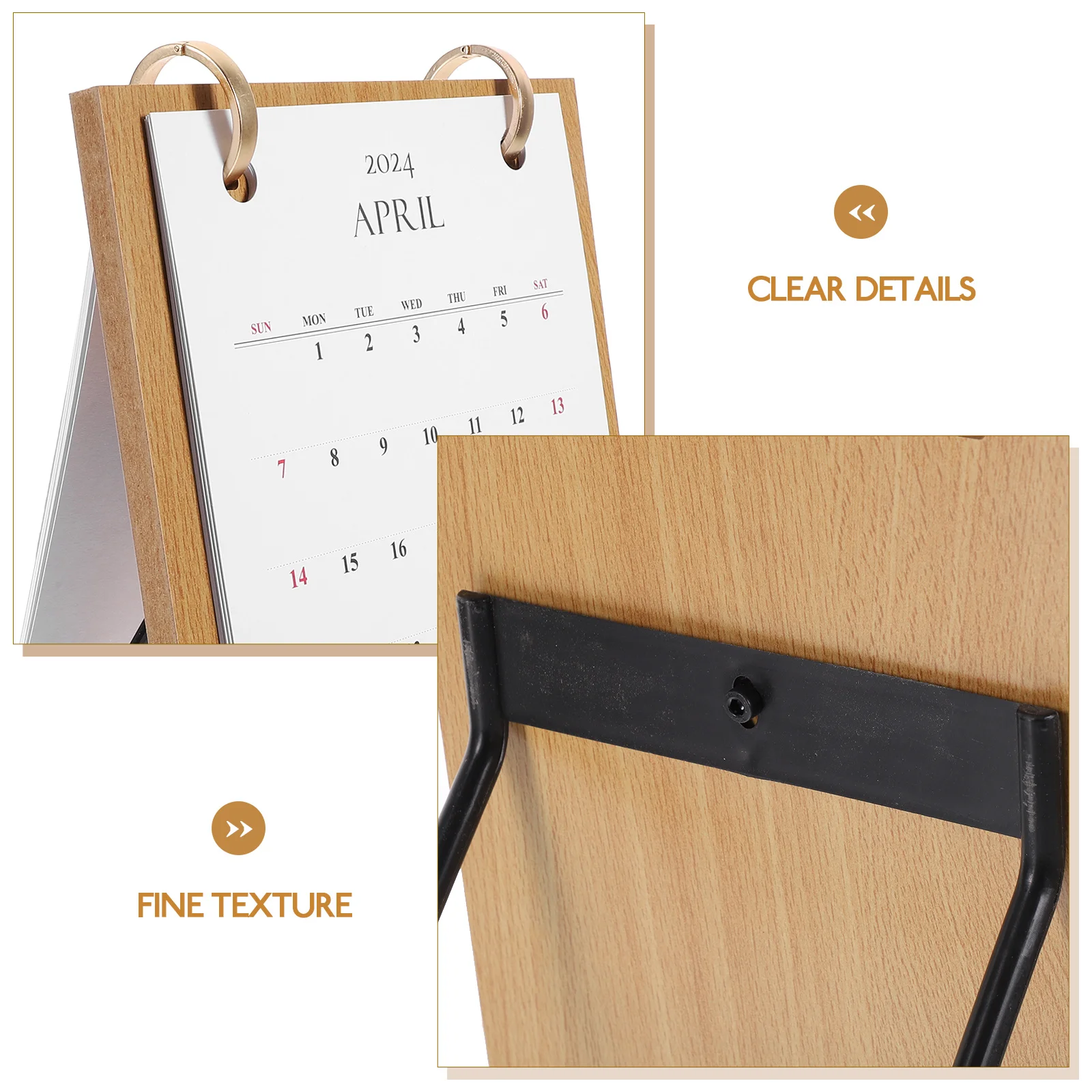 

2024 Desktop Calendar Made of Wood and Paper Stand Up Desk Calendar for Office Study Room Decorative 2024 Planner