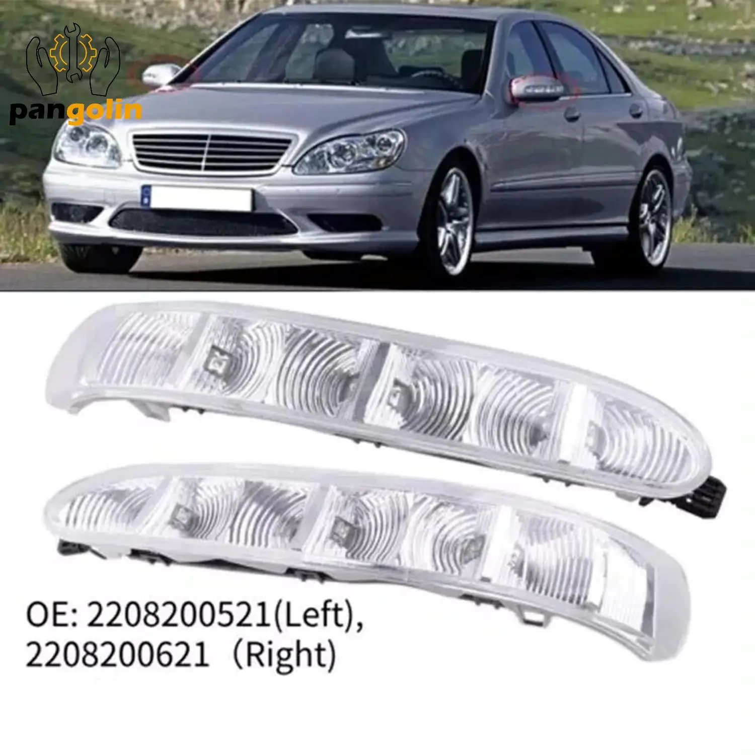 2pcs L+R Side Set Door Side Mirror Turn Signal Lights 2208200521 2208200621 For 2002-2005 Mercedes-Benz S Class S350 W220 W215