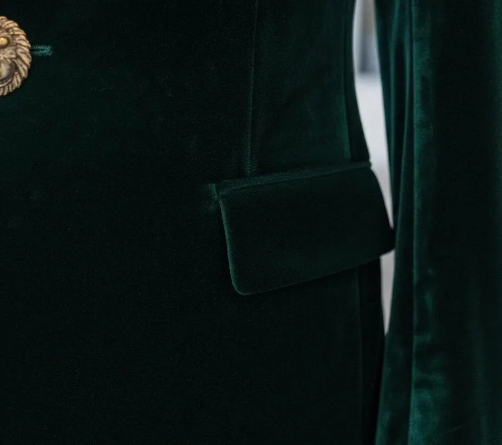 Fluwelen warme bruiloft jas voor mannen piek revers enkele rij knopen overjas slim fit zakelijke kleding 2 stuks blazer broek op maat gemaakt