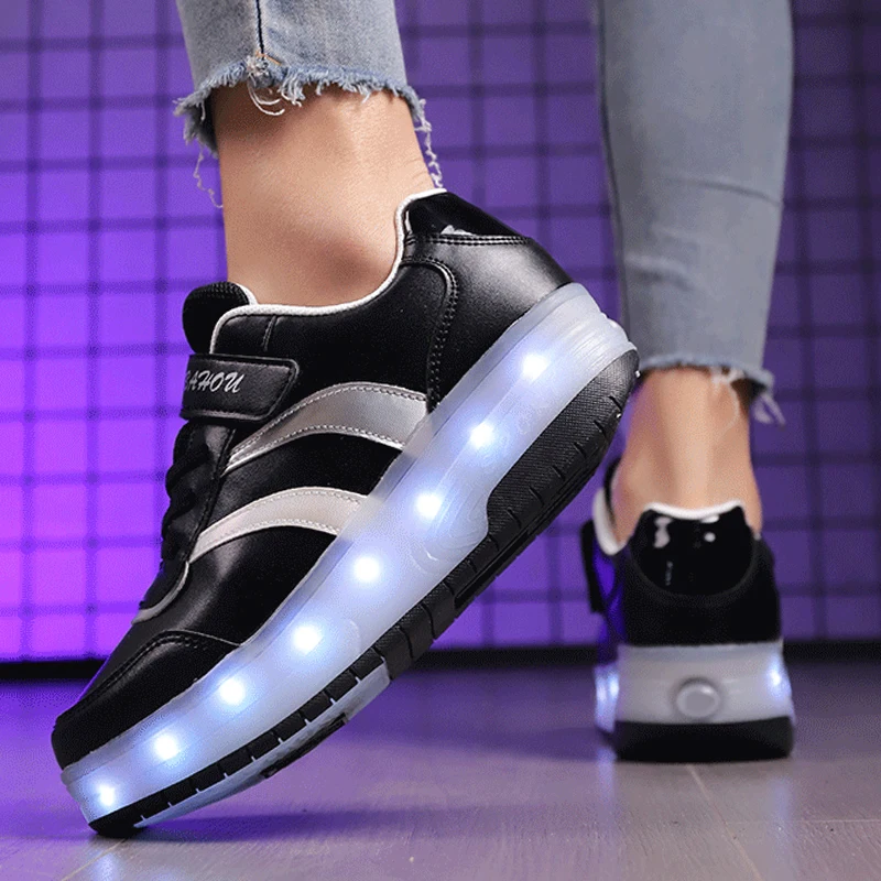 

Children's Roller Skating Casual Fashion LED Light USB Charging Training Shoes for Kids Sneakers High-quality Skate Shoes