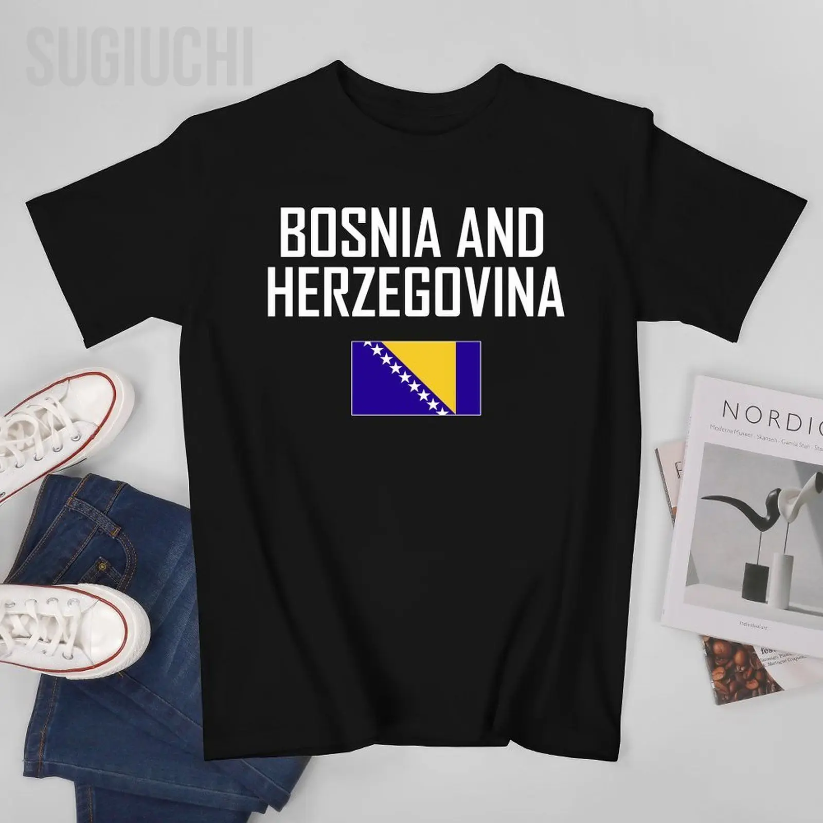 Unisex Men Tshirt Bosnia And Herzegovina Flag And Font Tees T-Shirt O-neck T Shirts Women Boys 100% Cotton Clothing More Color