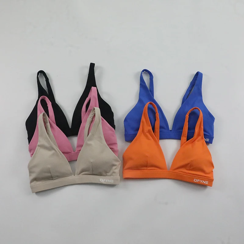 Origin Minimal Sports Bra for Women Sexy Deep V-Neck Triangle Bra Yoga Top Buttery Soft Open Back Padded Fitness Gym Crop Top