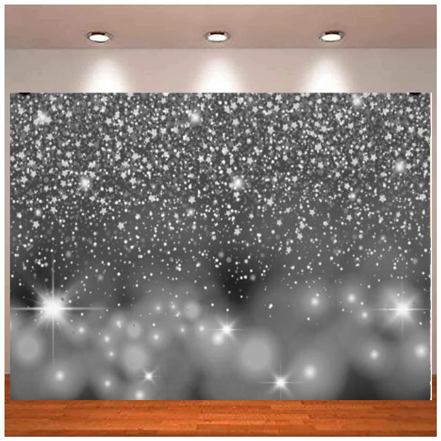 Diamond Silver Glitter Backdrop White Gray Grey Sequins Bokeh Photography Background Decorations 18th 20th 30th Birthday Shower