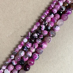 Natural Stone New Faceted Magenta Fire Agate Round Loose Beads 4 6 8 10 12MM Pick Size for Jewelry Making DIY