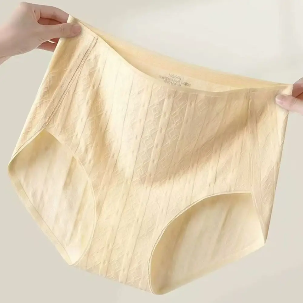 

Fashion Thin Cotton Panties Large Size Breathable High Waist Briefs Solid Color Underpants Seamless Panties Lady