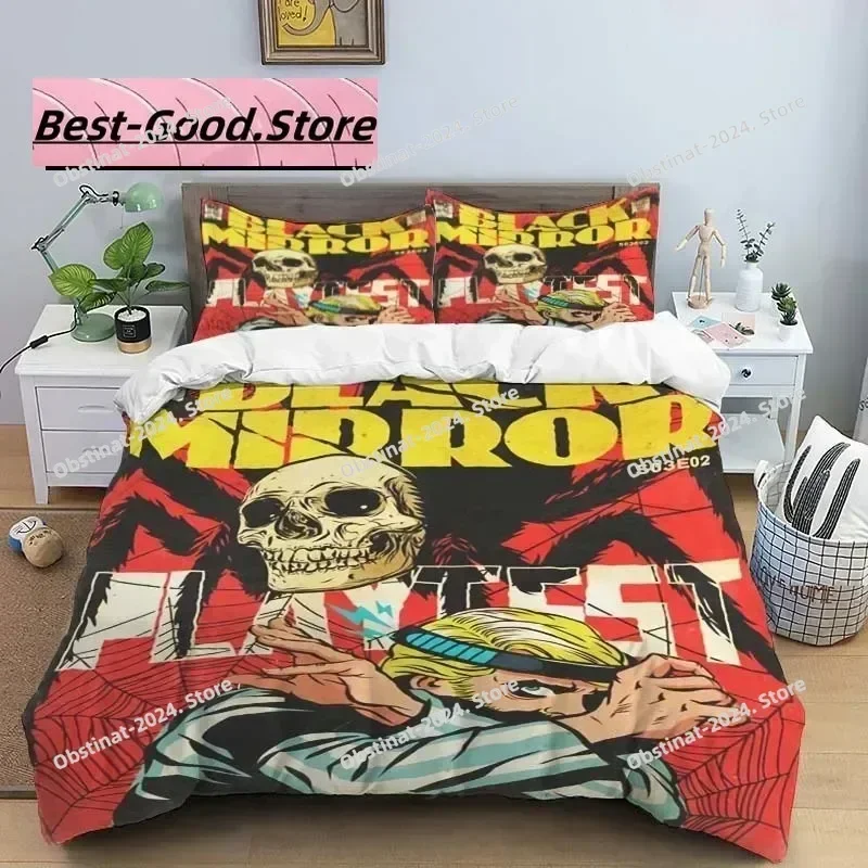 3D Print Fashion B-Black Mirror Bedding Set Boys Girls Twin Queen King Size Duvet Cover Pillowcase Bed boys Adult Bedroom