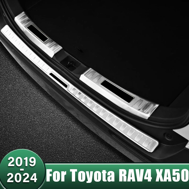 Car Rear Bumper Foot Plate Trunk Door Sill Guard Protector Cover For Toyota RAV4 XA50 2019 2020 2021 2022 2023 2024 RAV 4 Hybrid