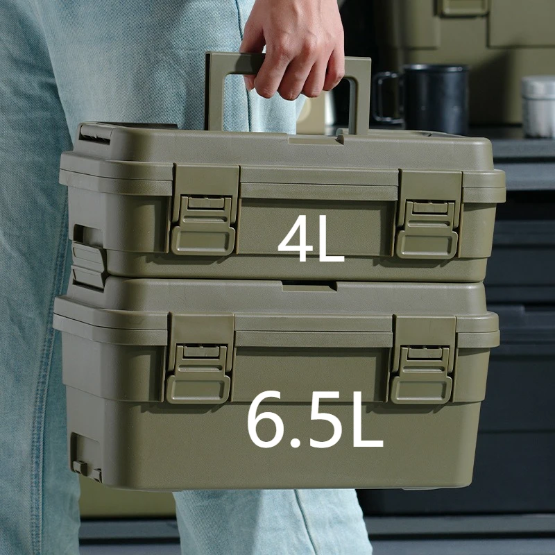 4L/6.5L Portable PP Plastic Toolbox Household Outdoor Camping Car Storage Box Multi Layer Portable Handling and Organizing Box