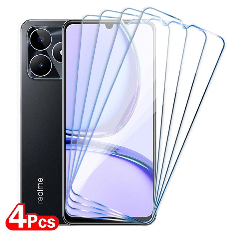 4PCS Screen Protector For Realme C53 C55 C30 C33 C35 C30S C15 C21 C11 2021 C25S Tempered Glass For Realme C3 C31 C21Y C25Y