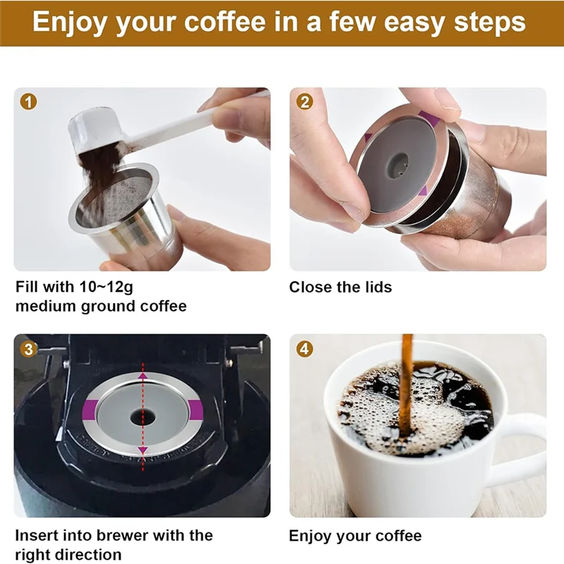 

D9-Reusable K Cups For Keurig, K Cup Reusable Coffee Pods & Filter Replacement For Keurig 2.0 1.0 Coffee Maker Machine