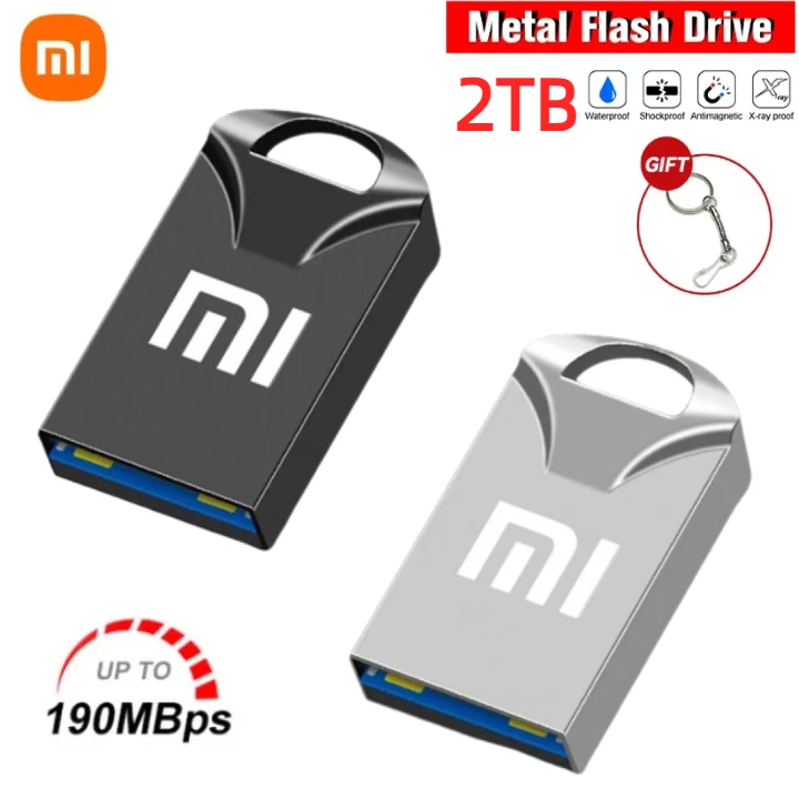 Xiaomi-USB Flash Drive com Chaveiro para Laptop, Pen Drive de Metal, Memory Stick, 1TB, 512GB, 2TB