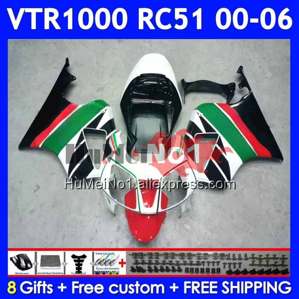 Body For HONDA VTR1000 RC51 01 02 03 2004 2005 2006 Green Red 68No.53 SP1 SP2 VTR 1000 2000 2001 2002 2003 04 05 06 Fairings