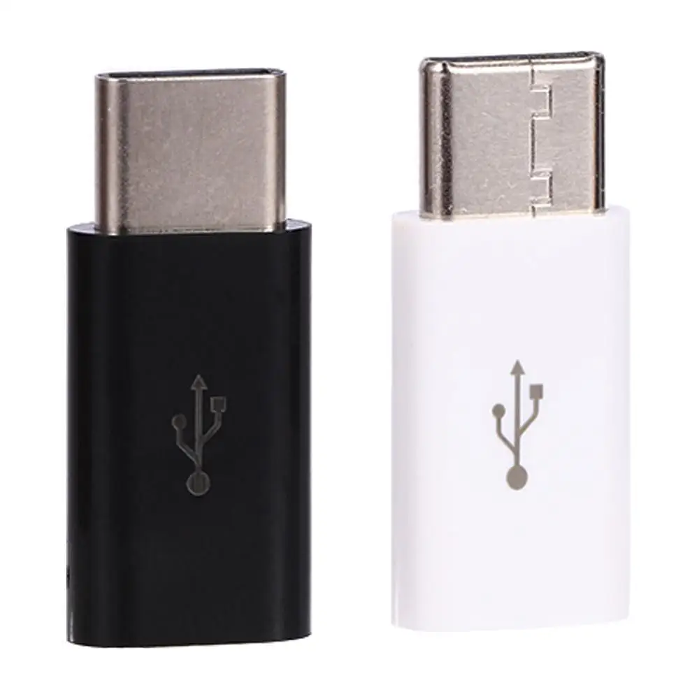 Portátil Mini USB fêmea para tipo C macho conversor, adaptador, transferência de dados, preto, 2pcs