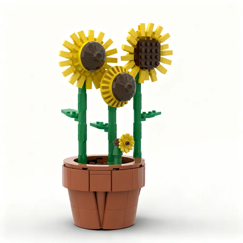 

129pcs MOC Tiny Potted Sunflowers Botanicals Model Building Blocks Construction Toy Christmas Gifts DIY Creative Idea Education