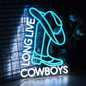 Stivale da cowboy Insegna al neon Long Live Cowboys Insegna al neon Cowboy Insegna al neon Decorazioni musicali Decorazioni per feste Decorazioni per la camera da letto Decorazioni natalizie