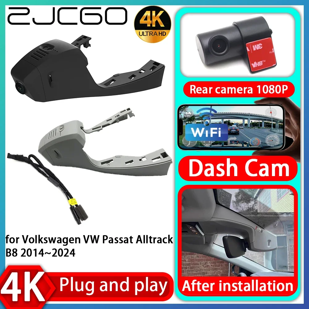 

ZJCGO UHD 4K 2160P Plug and Play DVR Dash Cam Video Recorder for Volkswagen VW Passat Alltrack B8 2014~2024