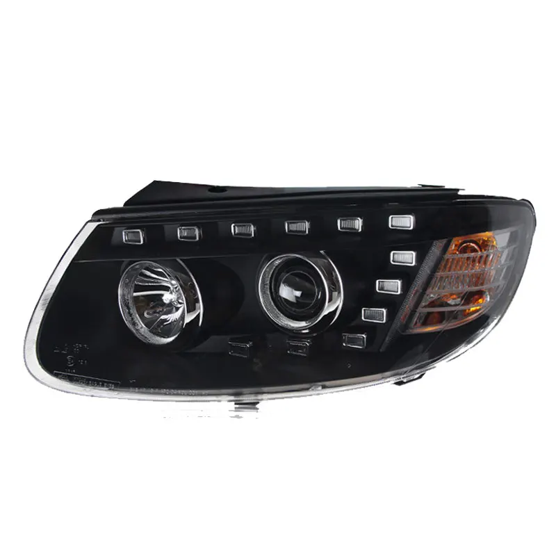 2 PCS Car Lights LED Head Lamp For Hyundai Sante FE 2006 2007 2008 2009 2010 2012  Headlights Assembly DRL Demon Eyes