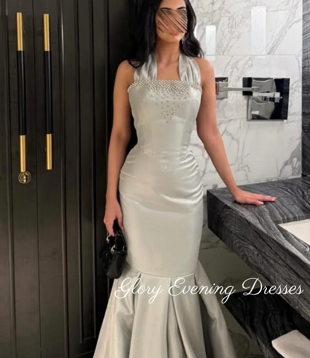 Sukienka balowa syrena na ramiączkach typu halter, bez ramiączek, Arabia Saudyjska, suknie wieczorowe, suknia balowa, vestidos de novia, sukienki na przyjęcia, szyte na miarę