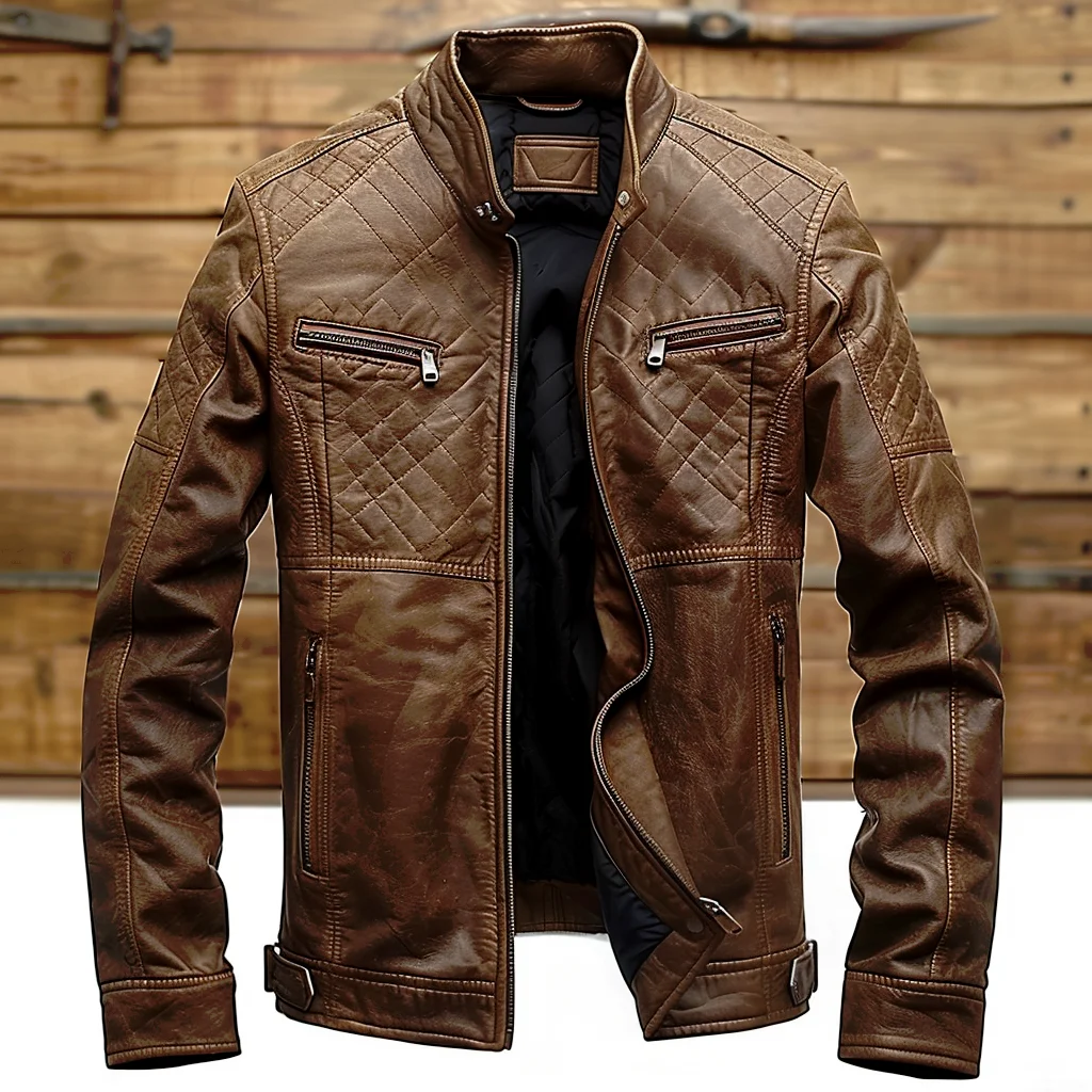 

Quilted Leather Bomber Jacket Mens Vintage