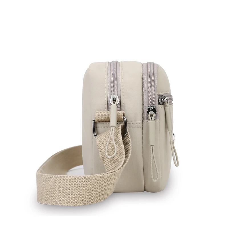 Women Nylon Crossbody Bag with Adjustable Wide Strap Lightweight Multi Layer Shoulder Purse Travel Daily Commuter Handbag Black view 5