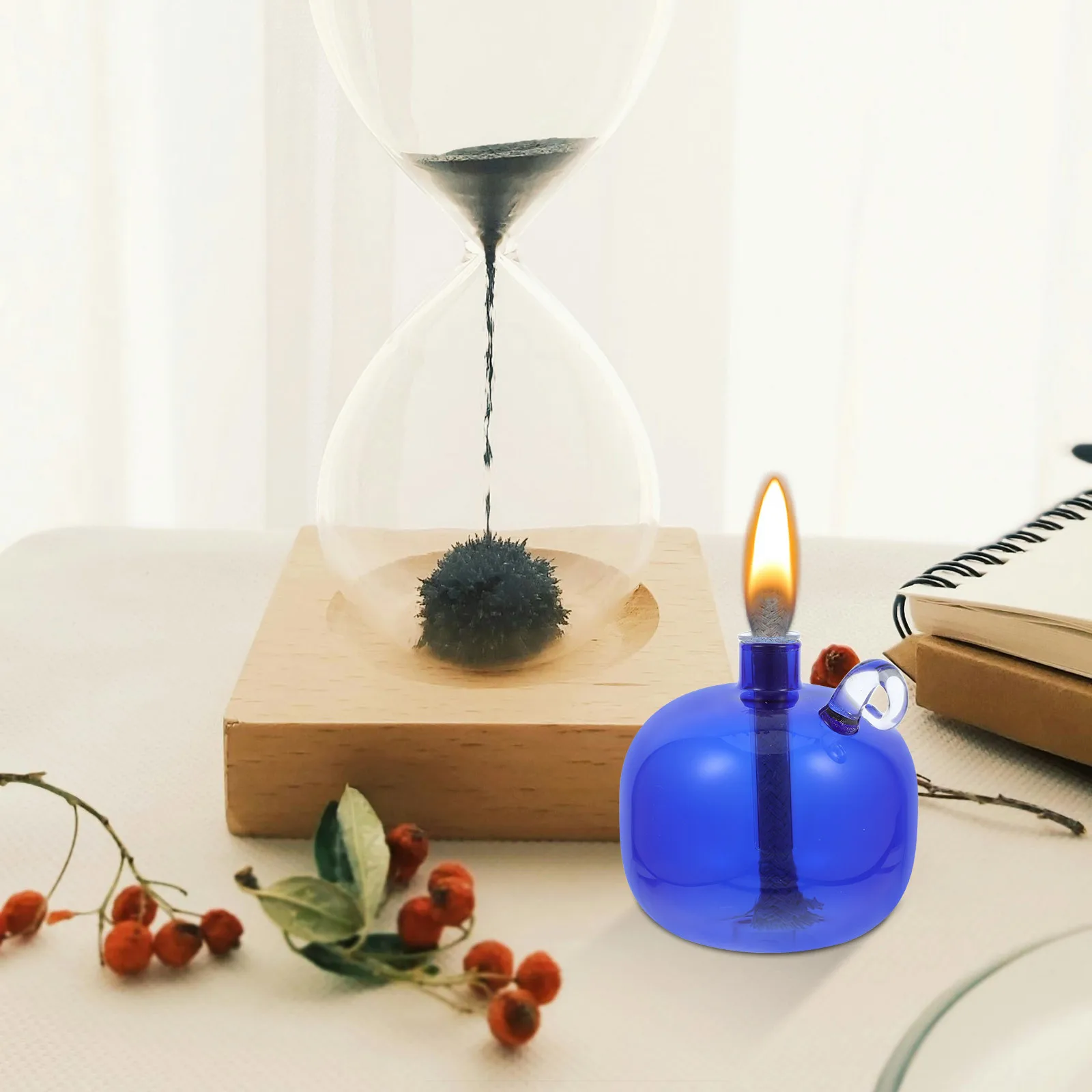 

Clear Round Borosilicate Glass Oil Lamp Refillable Indoor Use Modern Design Home Decor Liquid Oil Lamps for Indoor Use