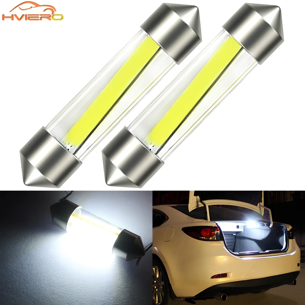 

2X Auto Trunk Lamp Universal Dome Bright Led Light 360-degree Car Door White C5w DC 12V 39mm 41mm Reading License Plate Lantern