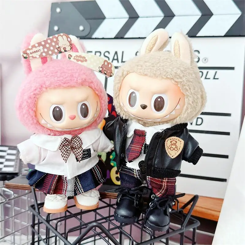 17cm Cute Mini Plush Doll\'s Clothes Outfit Accessories For Korea Kpop Exo Labubu Idol Dolls JK Uniform Jacket Clothing DIY Gift
