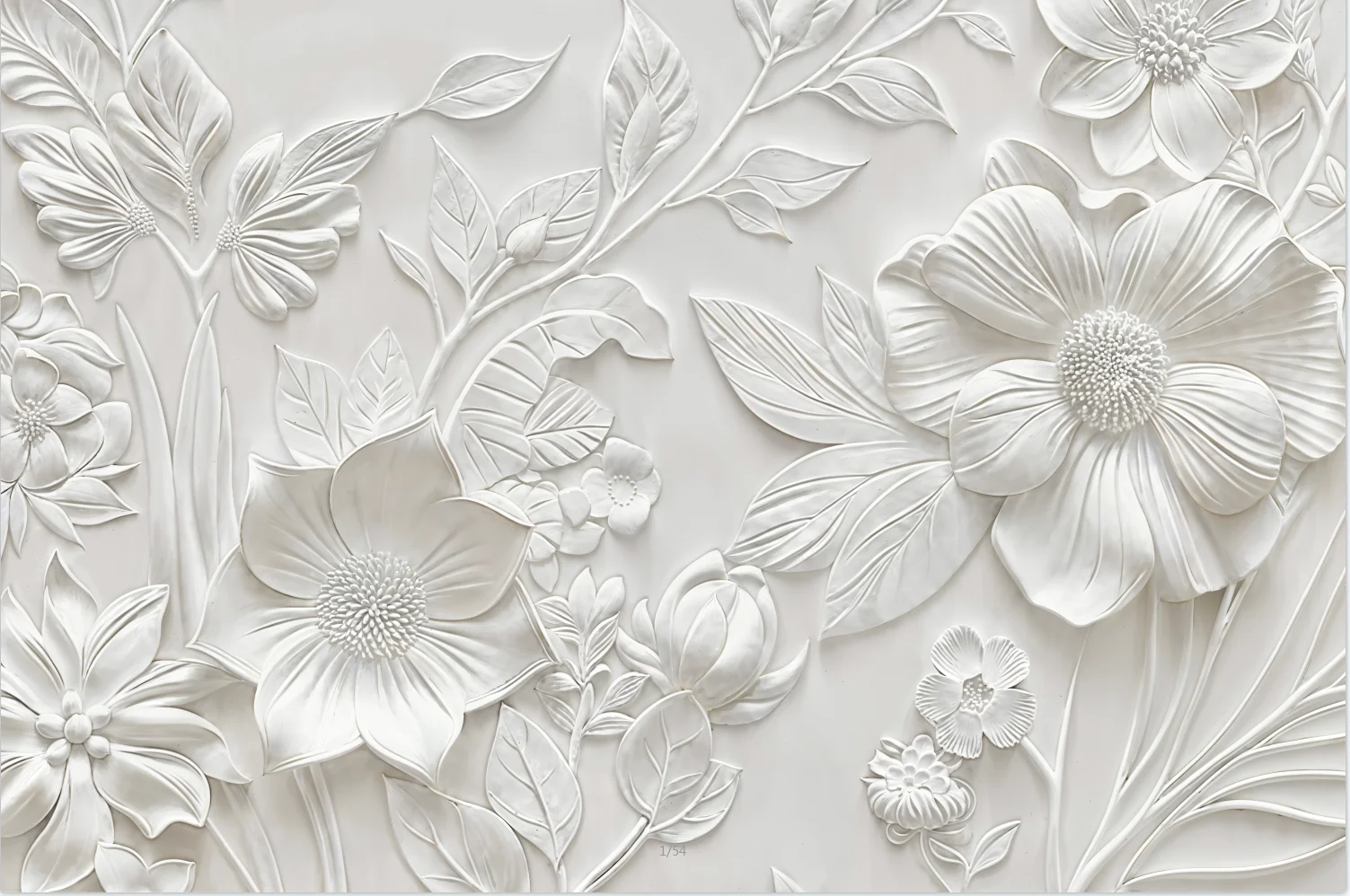 

Custom Wallpaper photo White floral leaf and branch relief TV Background Wall mural Living Room Bedroom Decoration 3D Wallpaper