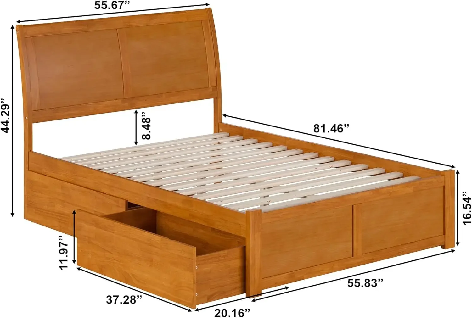 Letti Letto king size con piattaforma con pedana e cassetti portaoggetti in noce 86,63