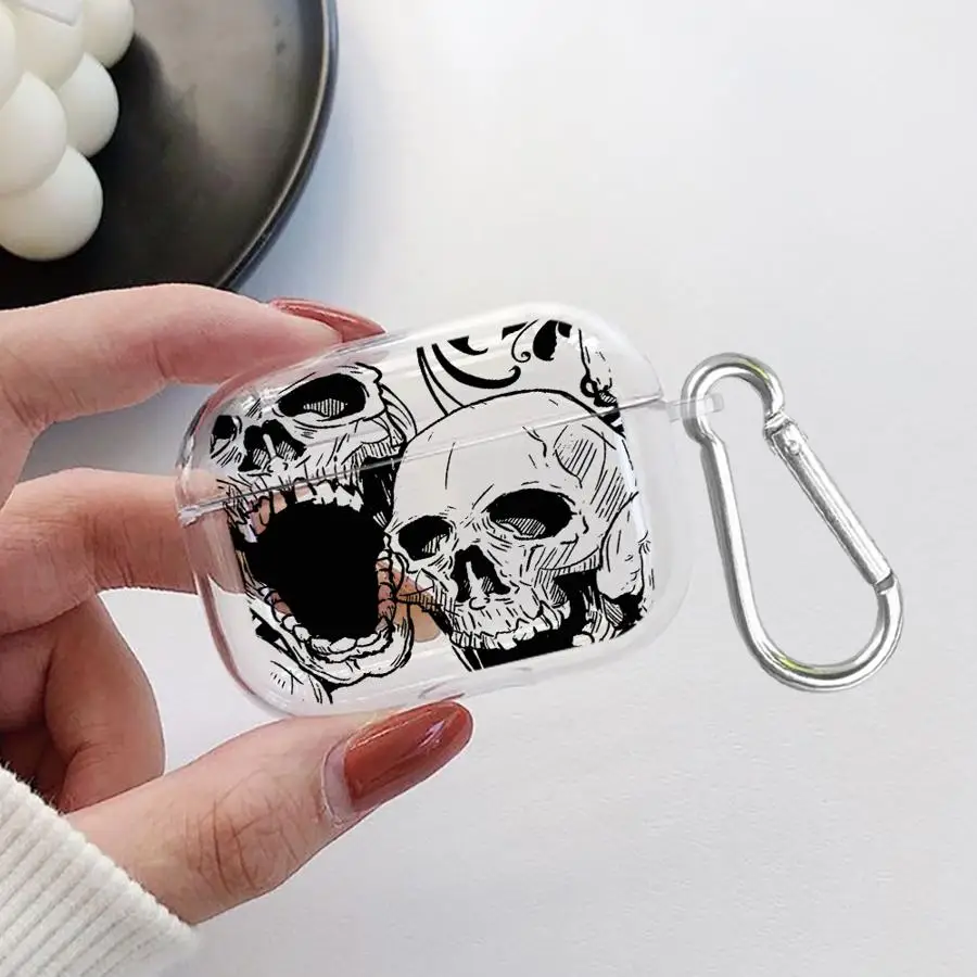 Creative Skull Art Case For Airpods 1 Pro2 Pro3 4 3 2 Pro Clear Earphone Cases Cover view 6