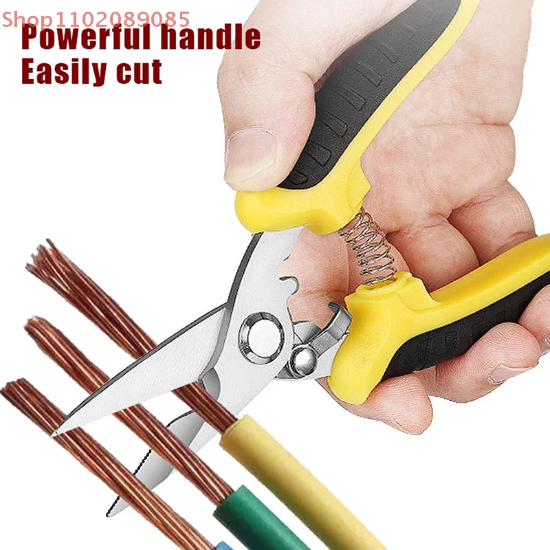 

1PC Multi-Functional Stainless Steel Electrician Scissors for Wire and Thin Steel Plate Cutting