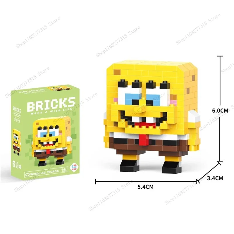 SpongeBob SquarePants Doll Building Blocks Patrick Star Animal Model Small Particles Assembled DIY Puzzle kids birthday gifts