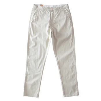 2025 Summer New American Retro Thin Micro Elasticity Casual Pants Men's Simple 97% Cotton Slim CHINO Business Straight Trousers 5