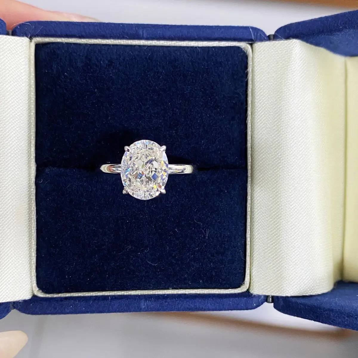 

Кольцо из стерлингового серебра S925 с бриллиантом в форме голубиного яйца, классическое, с четырьмя крапанами, обручальное, помолвочное